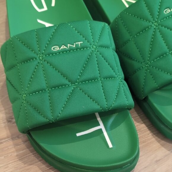 Gant Womens Green Quilted Slide Sandals - Picture 3 of 7